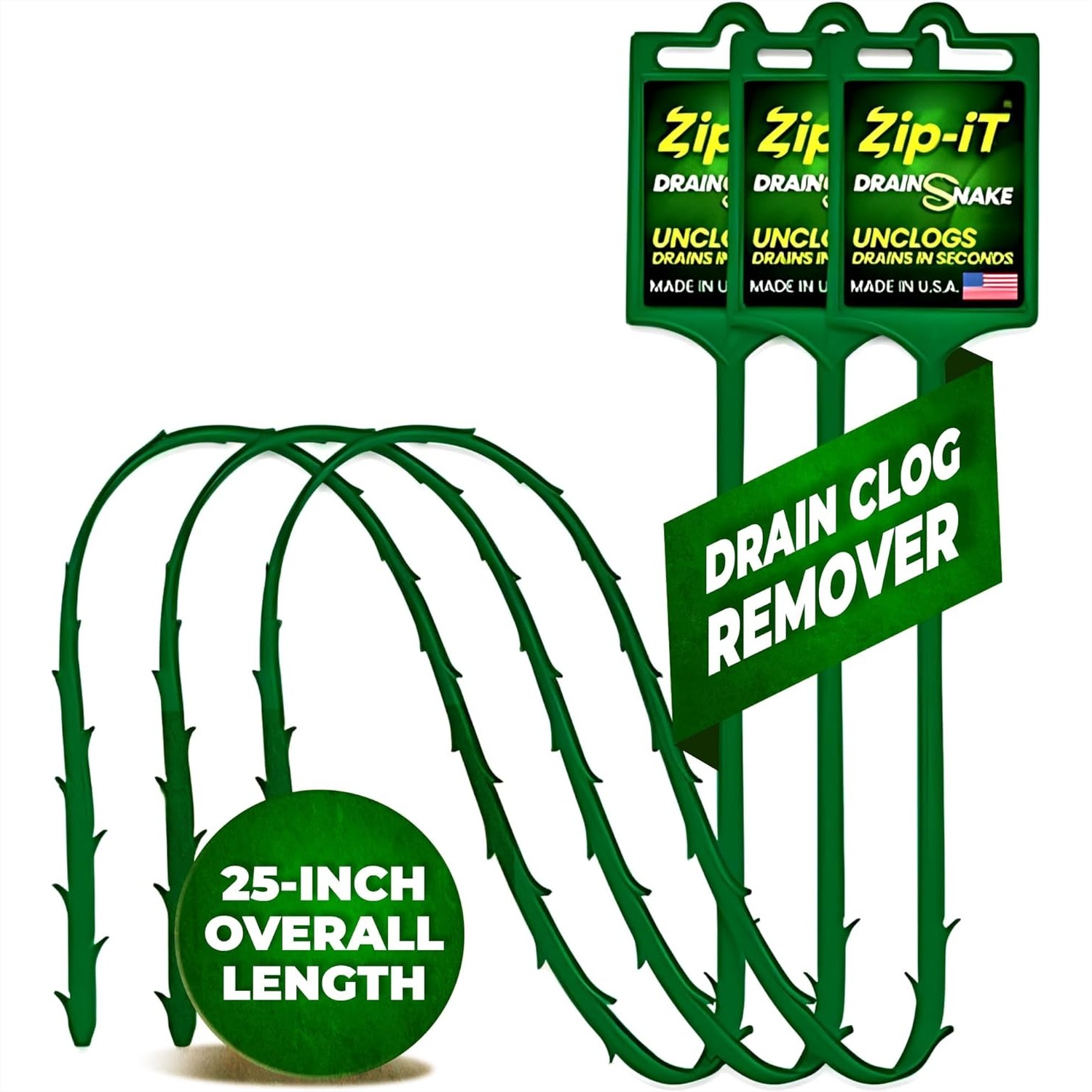 Drain Snake Flexible - Drain Snake Hair Clog Remover 25-Inch