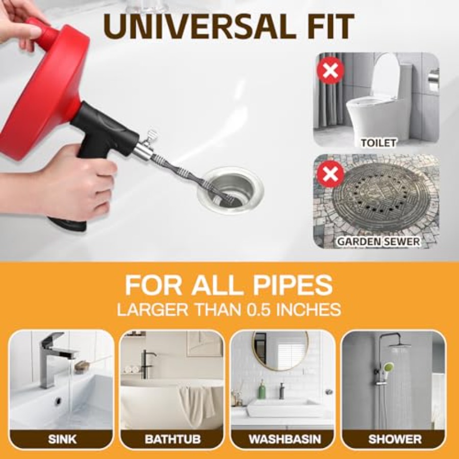 【Spot goods】Drain Auger 33 ft  - đánh giá và giá Drain Snake Flexible